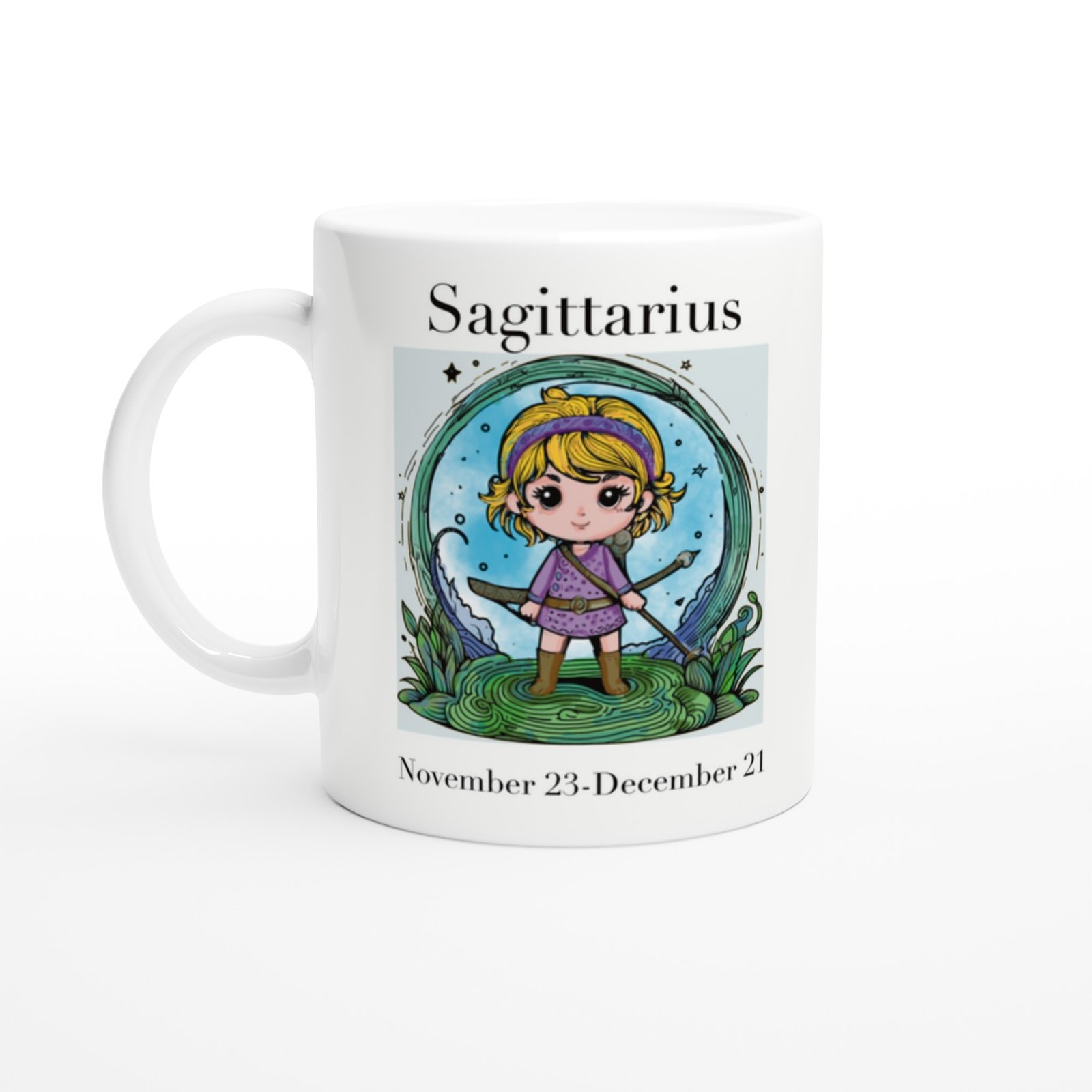 Taza de cerámica blanca de 11 oz Sagittarius