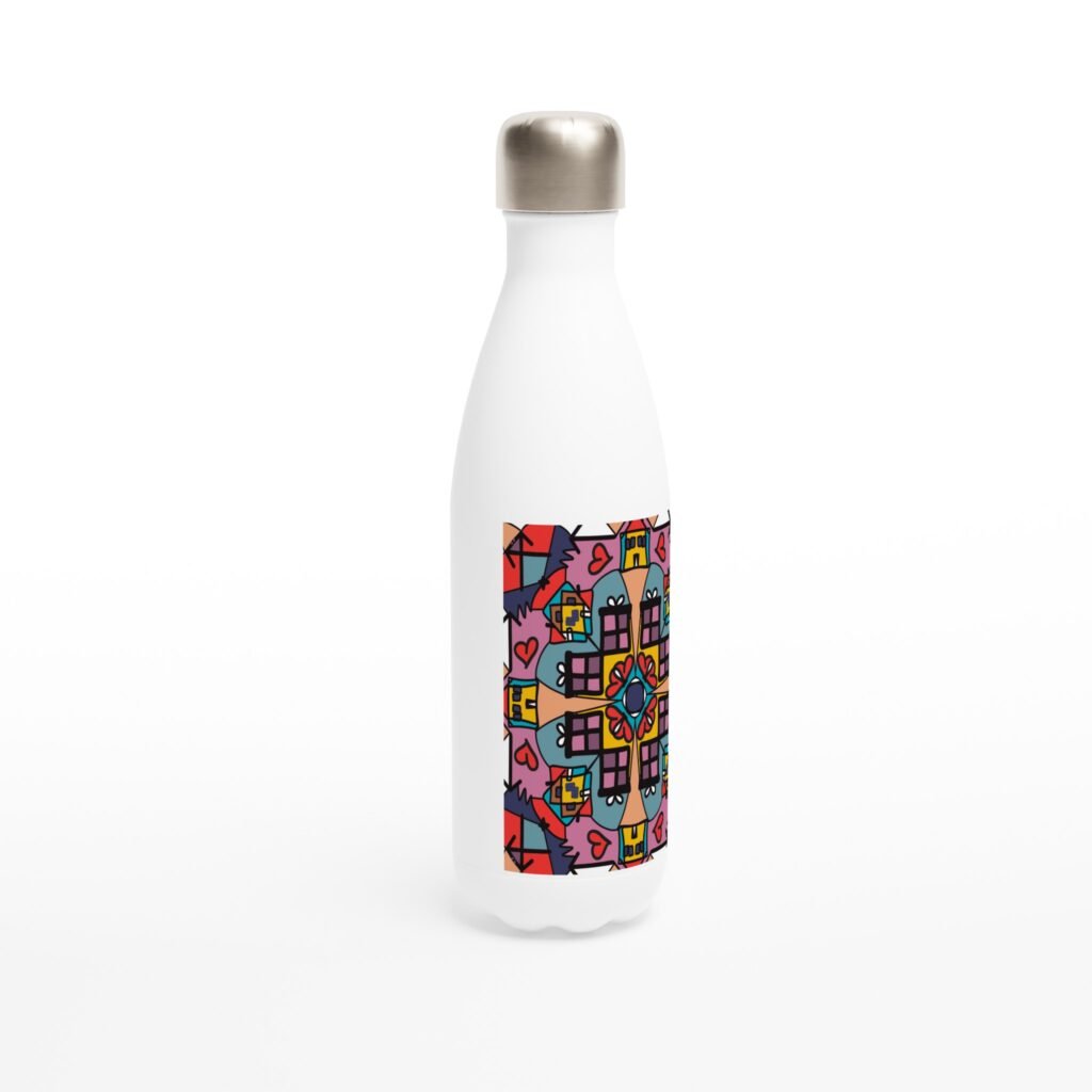 Botella de agua de acero inoxidable blanca 17 oz