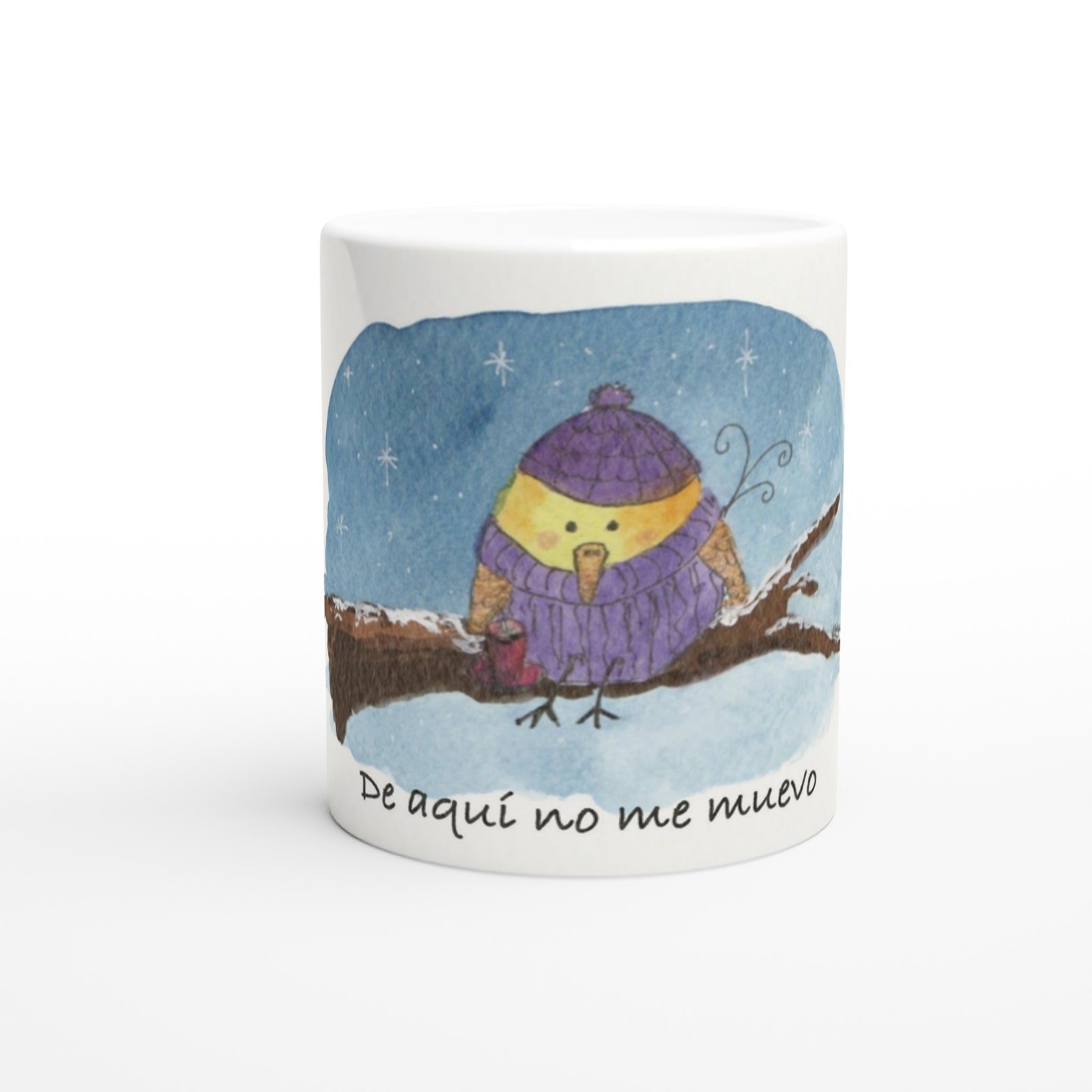 Taza de cerámica blanca de 11 oz De aquí no me muevo